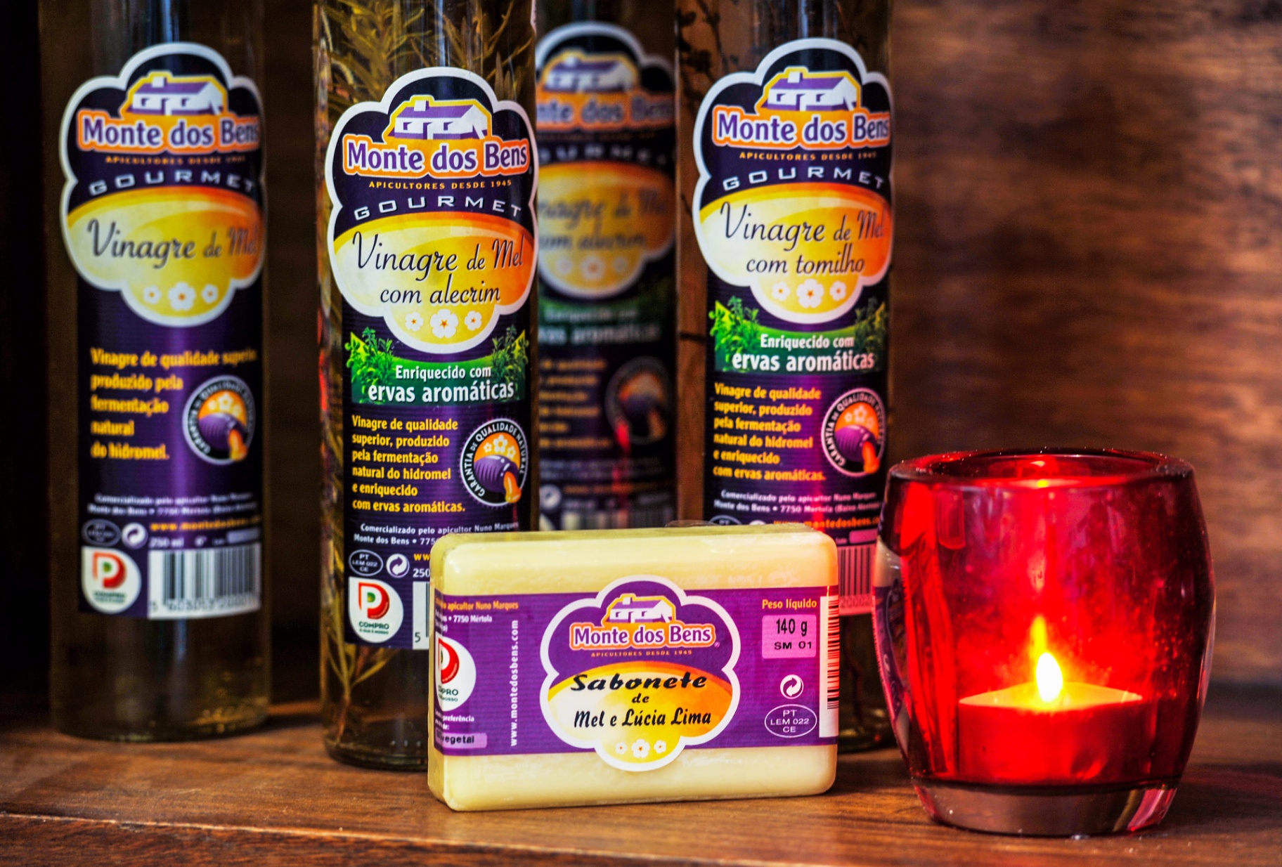 Produtos gourmet Monte dos Bens , vinagre de mel e sabonete artesanal